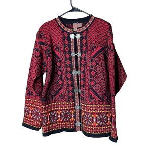 Christiania Pure New Wool Cardigan Sweater Norwegian Scandinavian folk Nordic sn